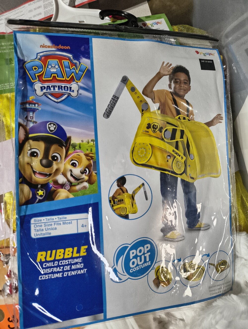 Disguise PAW Patrol Rubble Yellow Child Pop-Out Costume One Size Fits Most (4+)